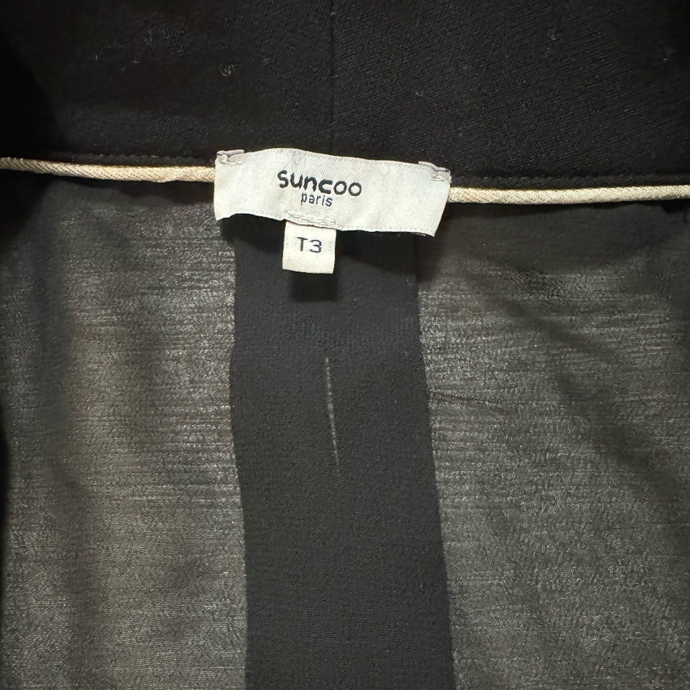 SUNCOO Semi-Sheer Blazer with Metallic Piping and Zipper Pockets - Picture 3 of 4